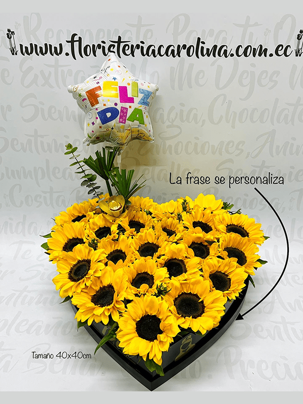 Corazón girasol 40x40cm