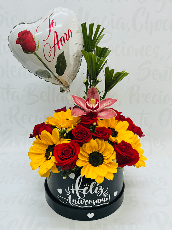 Box mix girasol y orquídea