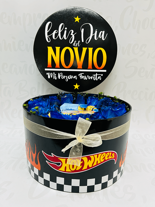 Cilíndro azúl y Hot Wheels (25x14cm)