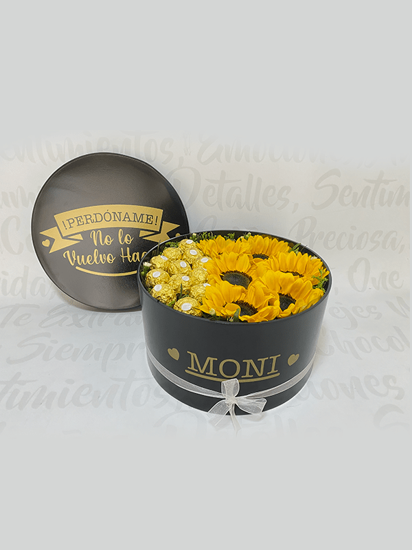 Cilíndro amor rosas y girasoles (25x14cm)