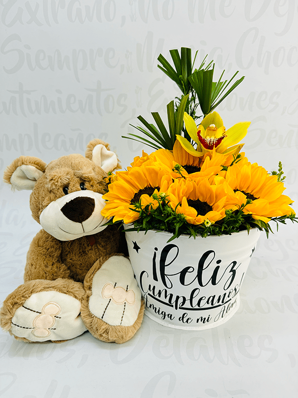 Bucket girasol y oso