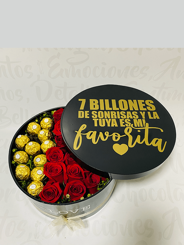 Cilíndro amor (25x14cm) de rosas y girasol