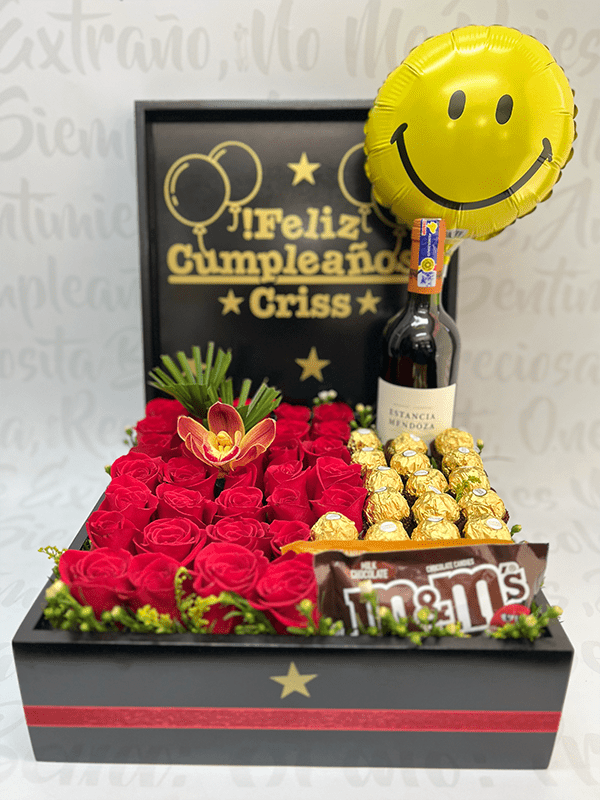 Baúl rosas y vino (32x32cm)