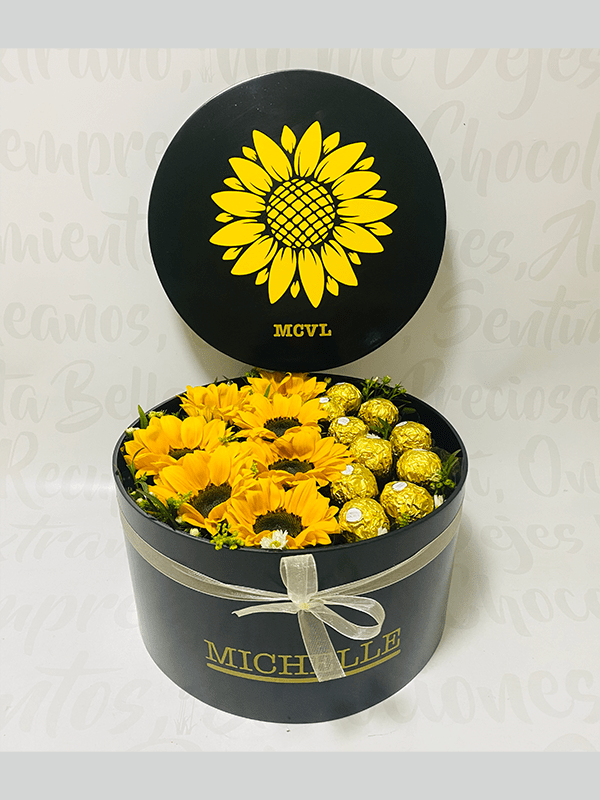 Cilíndro girasol y Ferrero (25x14cm)