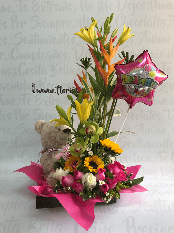 Tablero rosado niña y peluche